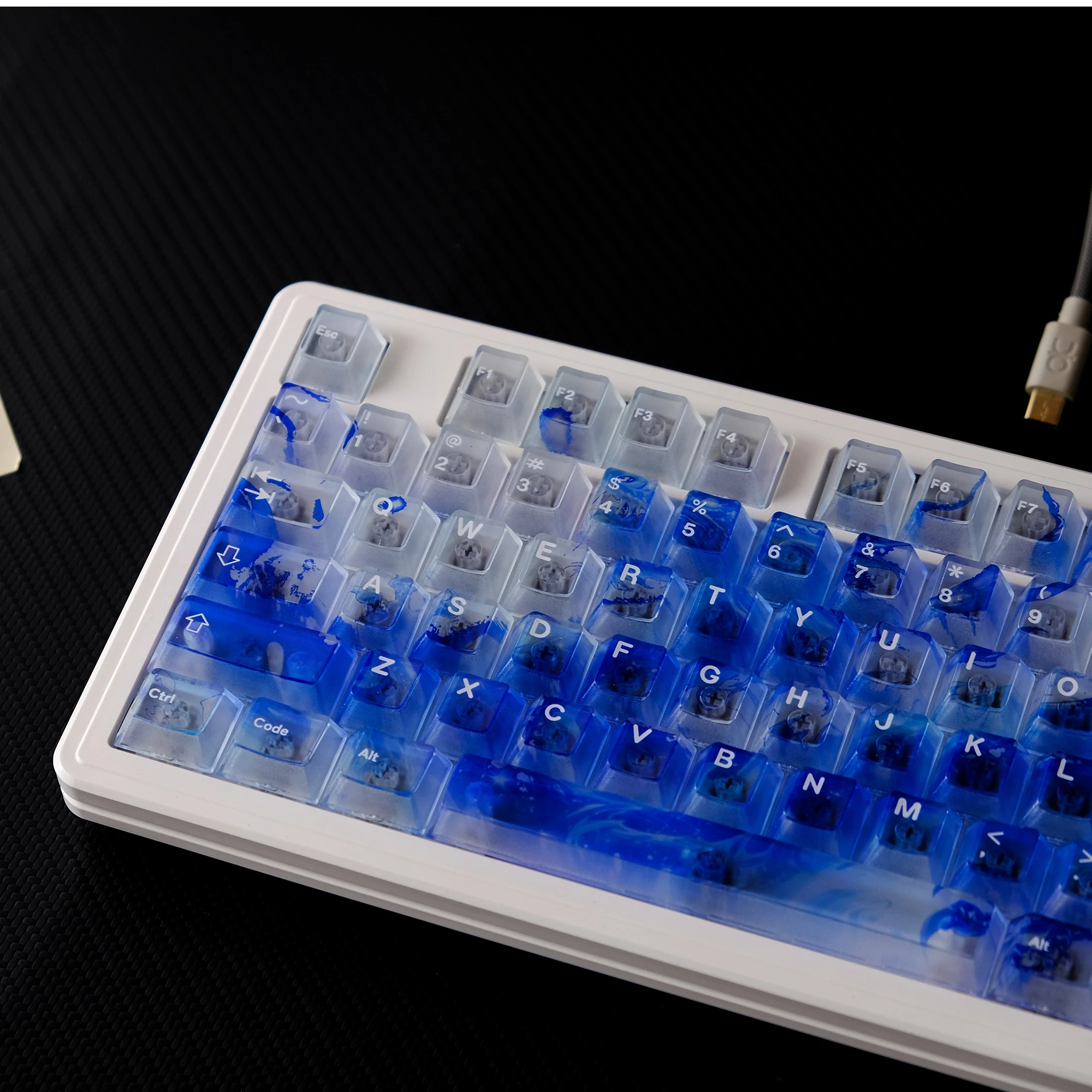Aifei Waves Keycaps Fog Translucent 122 Keys ABS Double Shot Cherry Height for Mechanical Keyboard AULA F75 Mad 60he 68he Game