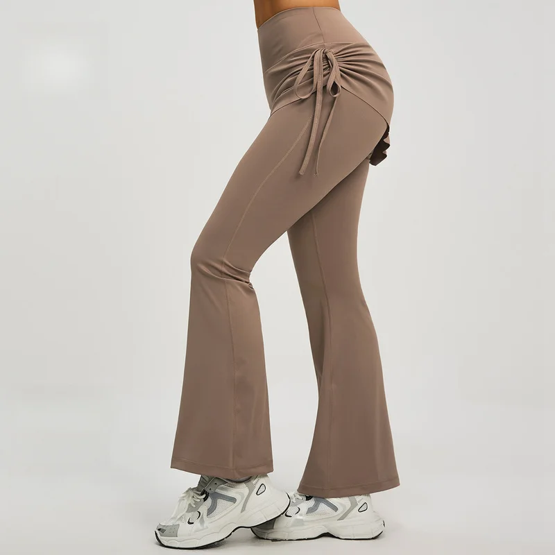 Seamless Scrunch Butt Lifting Flare Yoga Leggings Faux Two Piece Training Fitness Athletic Pilates High Waist Fitness Pants