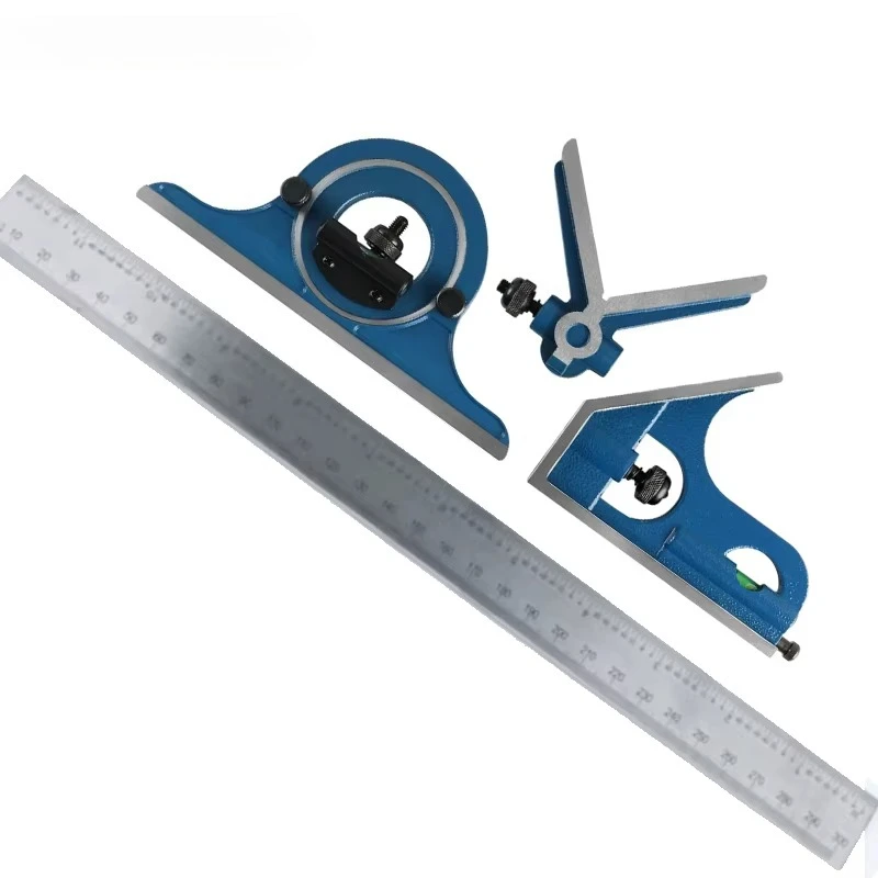 180 Degrees Combination Square Protractor Ruler Set Right Angle 4-R Scale Measuring Tool for DIY Crafts And Home Improvement