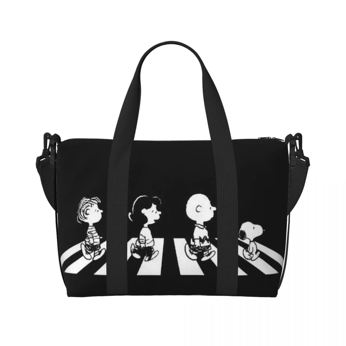 

Custom Rock Tees Group Walk S-Snoopys Beach Tote Bag Women Dog Big Compartment Gym Beach Travel Bags