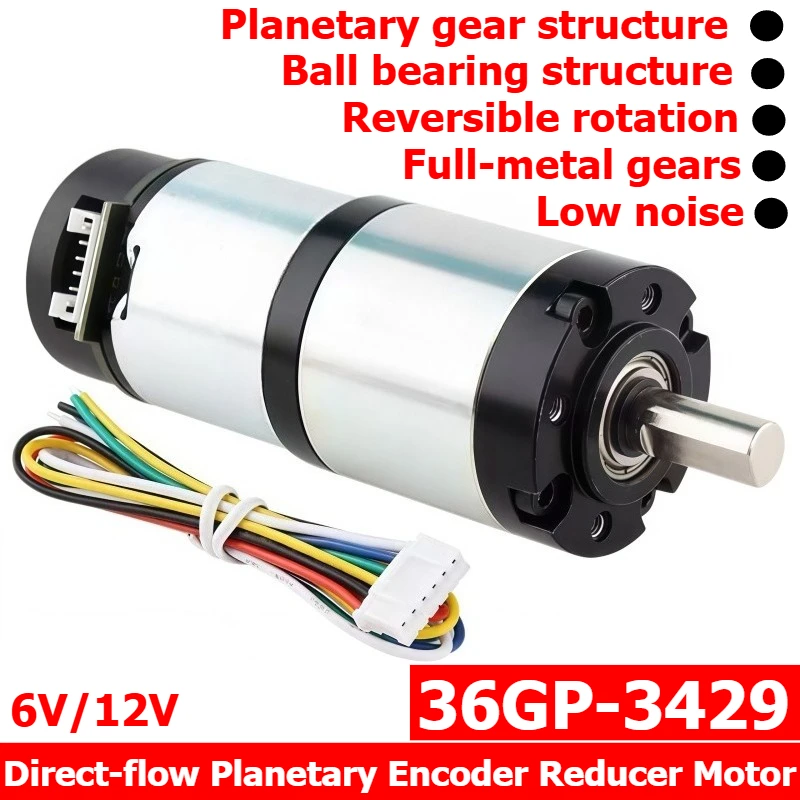 Direct-flow Planetary Encoder Gear Reduction Motor 36GP-3429-ABHL, with Low Noise and Capable of Forward and Reverse Rotation.