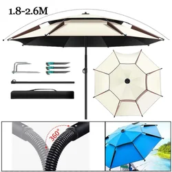 1.8-2.6M Parasol Fishing Umbrella Double-Layer Outdoor Sun Protection Camping Umbrella Waterproof Shade Umbrella Beach Garden