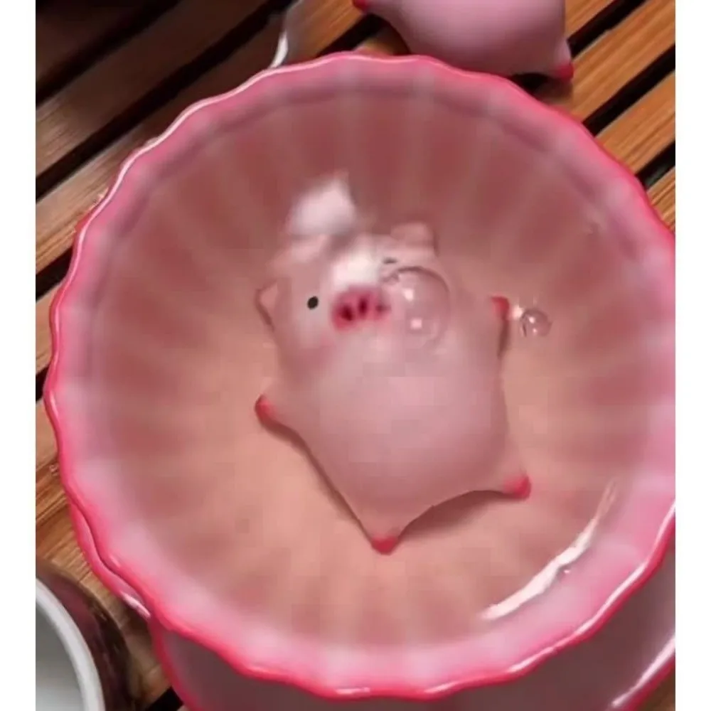 Funny Pig Spit Bubbles Cup Cartoon Ceramic Tea Cup 110/120/160/170ml Kawaii Under Bottom Little Pig Spit Bubble Under Cup Teacup