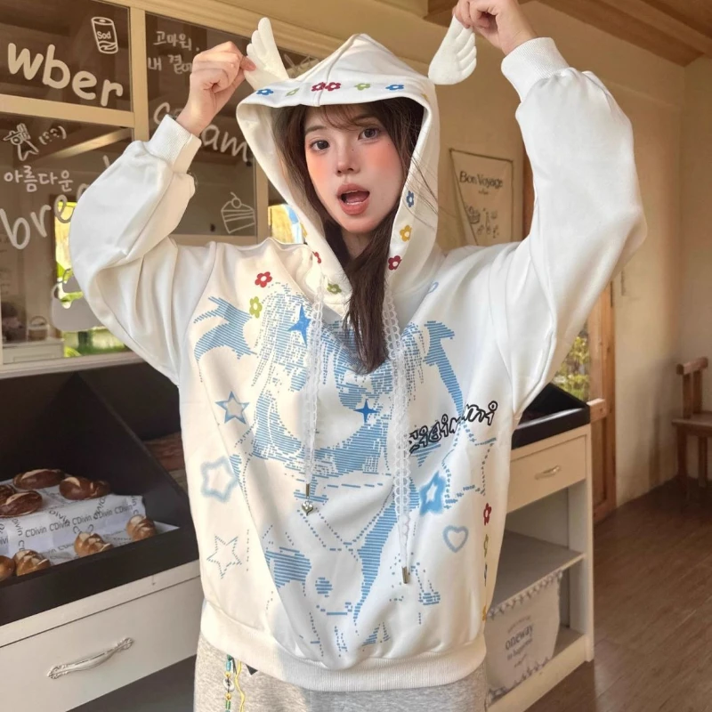Deeptown Japanese Style Harajuku Hoodies Women Y2k Kawaii Anime Zip Up Coats Casual Oversized Cutecore Bunny Hoodies Aesthetics