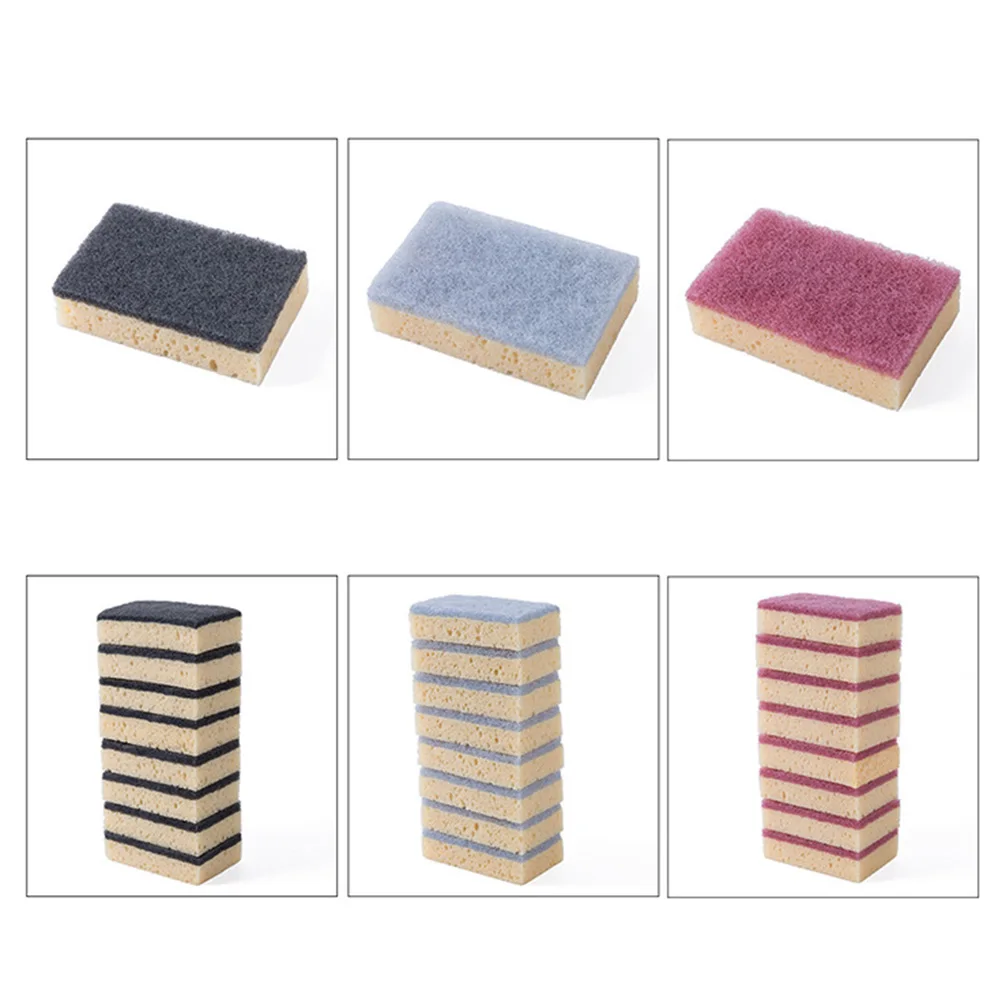 

3 шт. двусторонняя чистящая губка, чистящие подушечки для мытья посуды, впитывающие мягкие кухонные принадлежности, скруббер для плитки для ванной комнаты, не царапается
