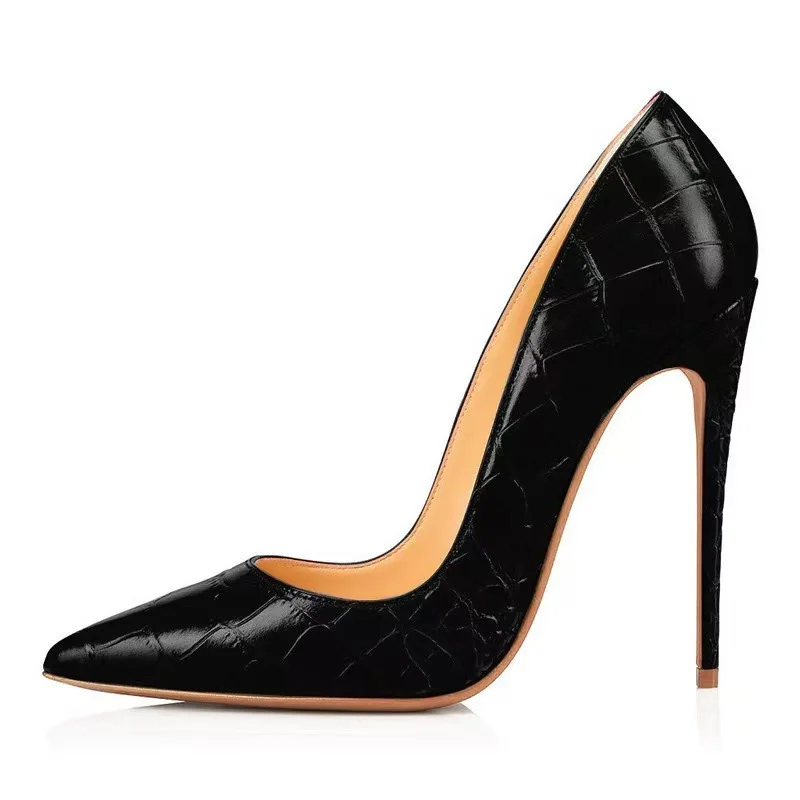 

12CM Women Heels Black Fashion Single Shoes Large Elegant Shoe
