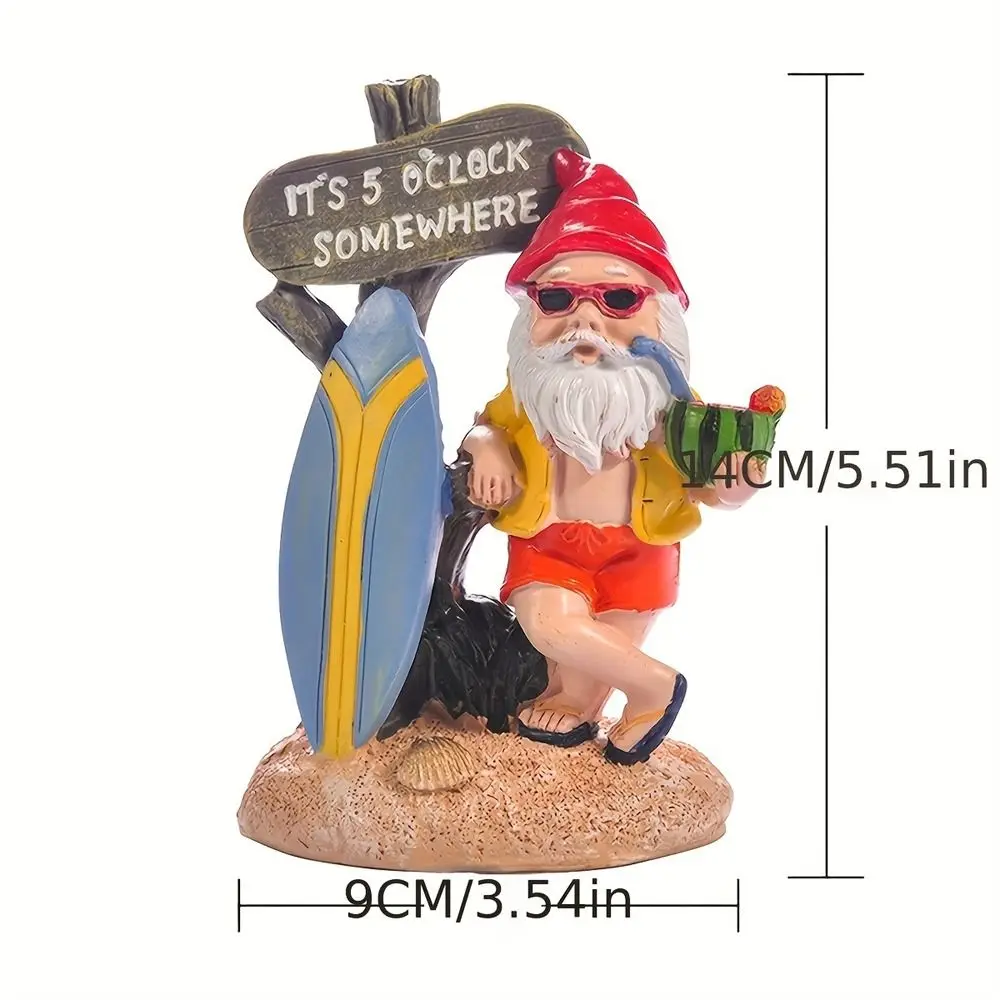 Funny Surfboard Gnome Garden Ornament Resin Pastoral Garden Decorative Statue Decoration for Summer