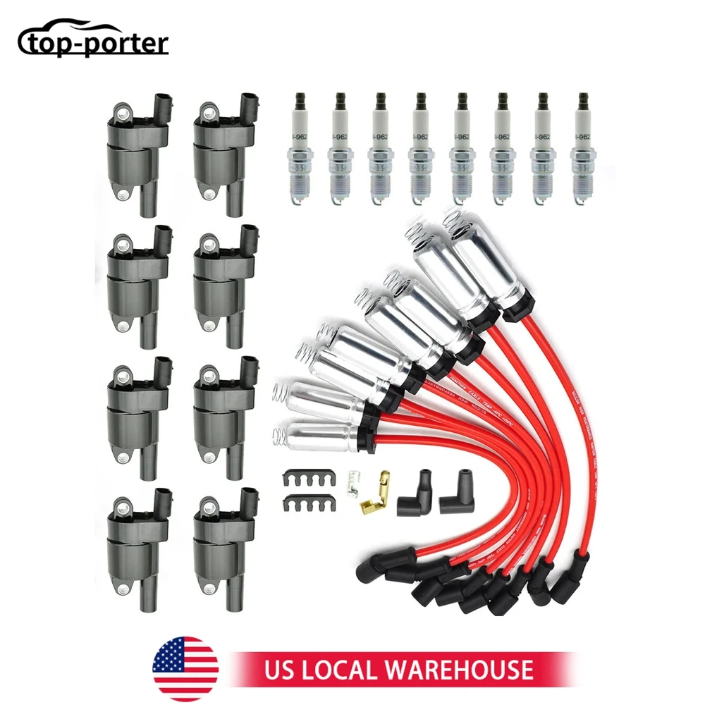 

8Pcs 1788407 6737104 UF-414 50069 2-50069 C1512 ROUND Ignition Coil+Spark Plug+Wire For GMC Chevy Silverado 1500 Tahoe 5.3L