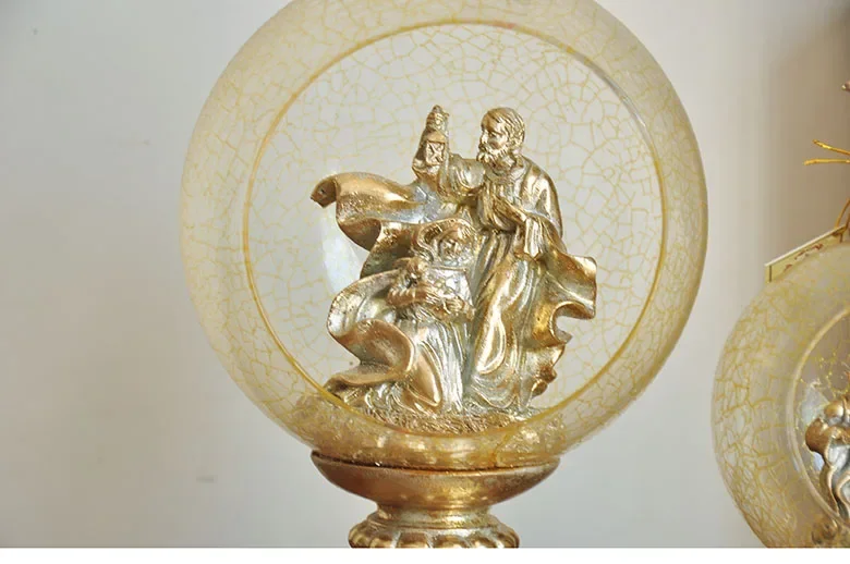 Vintage Gold Resin Handicrafts Manger Group Christian Nativity Birth of Christ Christmas Scenes Ornaments Home Room Decorations
