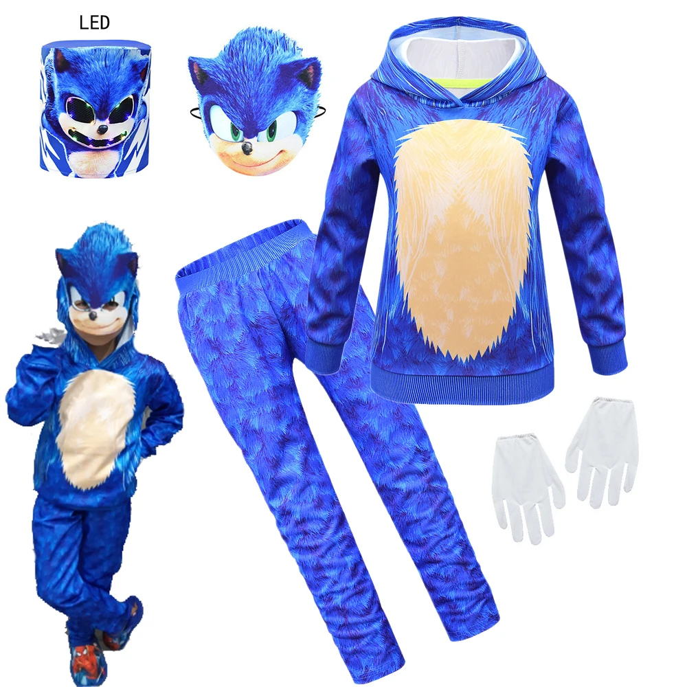Film Anime FlashHero bambino ragazzi Costume Cosplay set dare guanti regalo Halloween autunno e inverno blu abbigliamento sportivo 4-12Y bambini