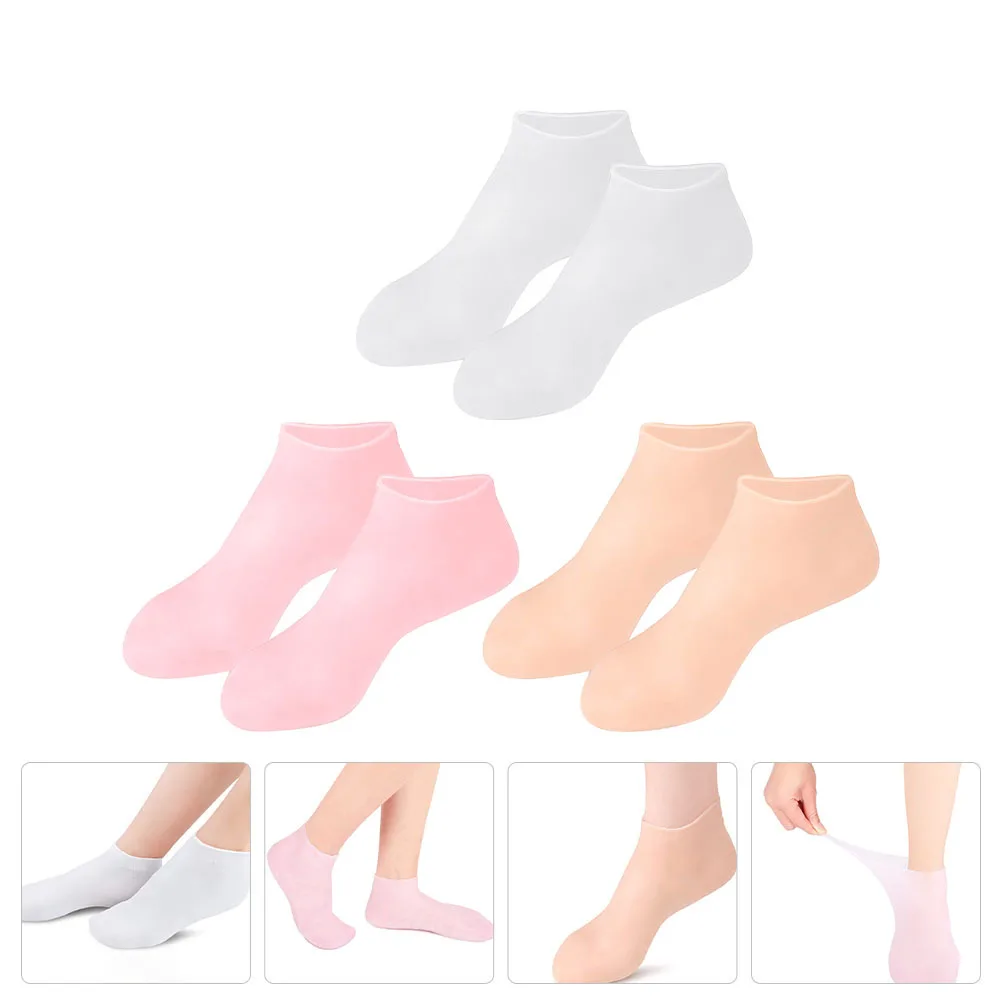 

3Pairs Gel Socks Moisturizing Anti-Crack Elastic Stretchy Foot Soft Comfortable Gel Ankle Socks Foot