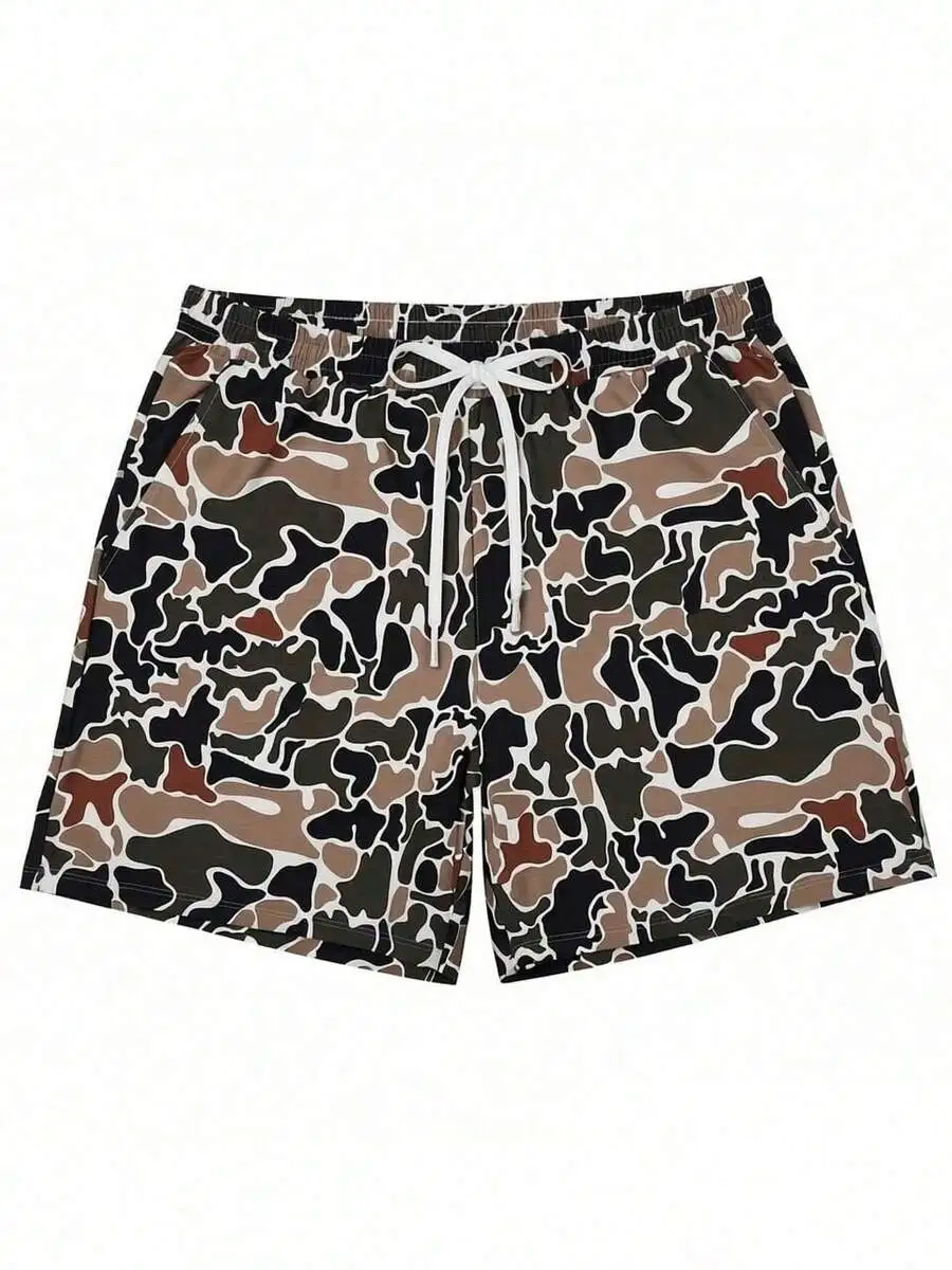 

Mens Camouflage Shorts Summer Casual Beach Drawstring Shorts