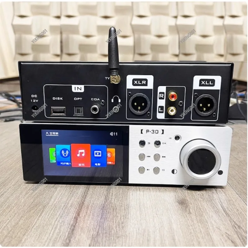 مشغل صوت رقمي P30 بدون فقدان مزدوج ES9038Q2M فضي/أسود HDD SD مشغل شريط USB للاستمتاع بالموسيقى عالي الجودة