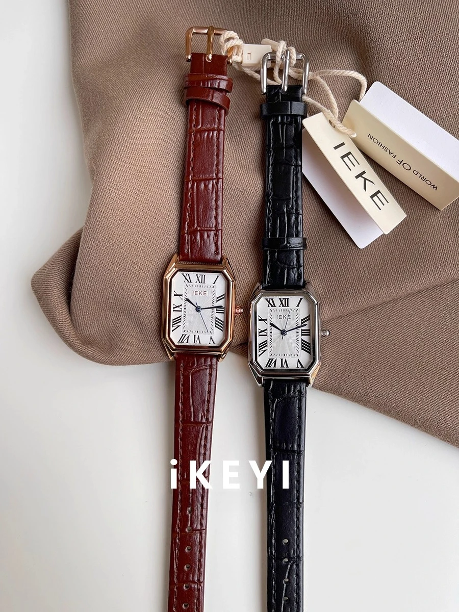 Luxury ladies quartz watch leather small square watch versatile temperament ladies luxury female retro style belt watch female