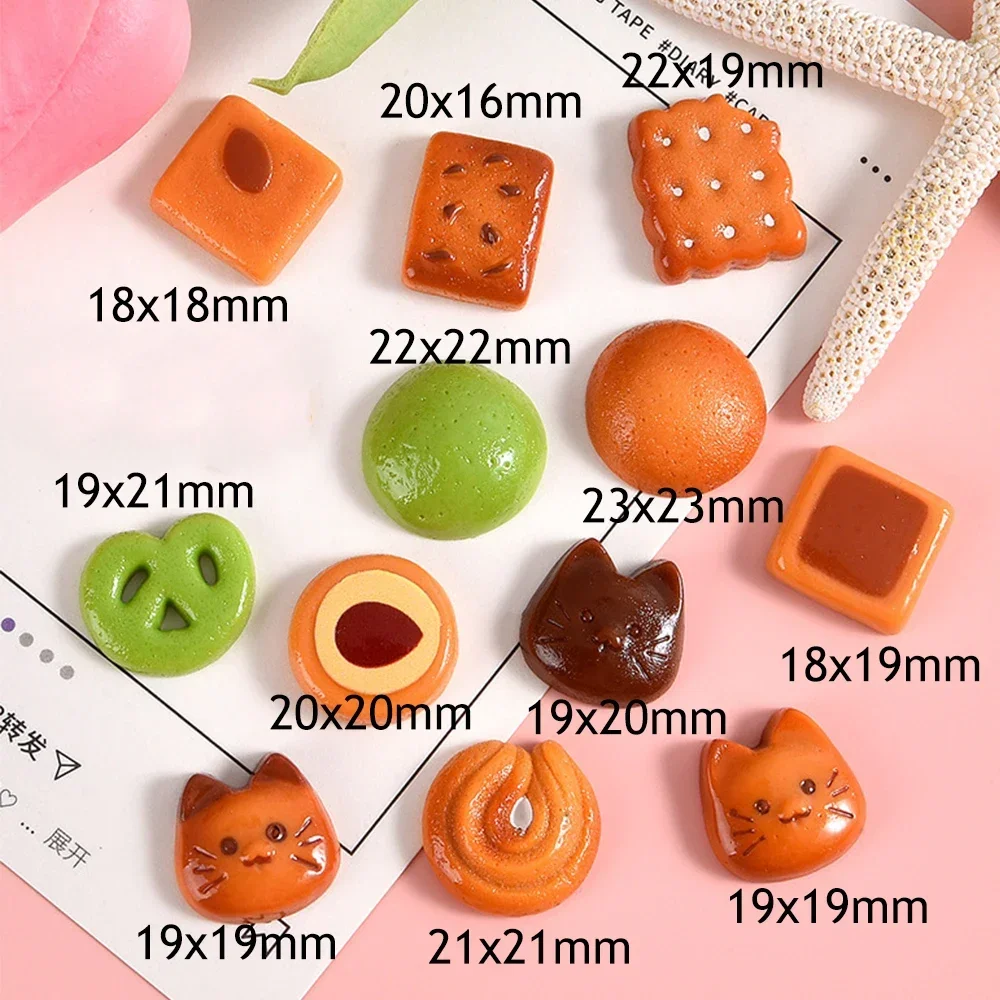 10PCS Baked Biscuits Series Miniature Flat Back Resin Cabochons For Hairpin Scrapbooking DIY Home Decor Craft Accessories