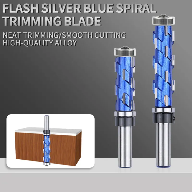 1pc Flush Trim Router Bit, 1/2 Inch Shank Woodworking Double Bearing Spiral Knife, Trimming Knife