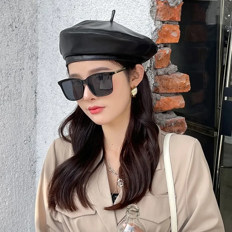 Fashion Felt 100% High Quality Real Leather Beret Hat Women Cap Female Ladies Beret Girls For Spring Autumn Pumpkin Hat