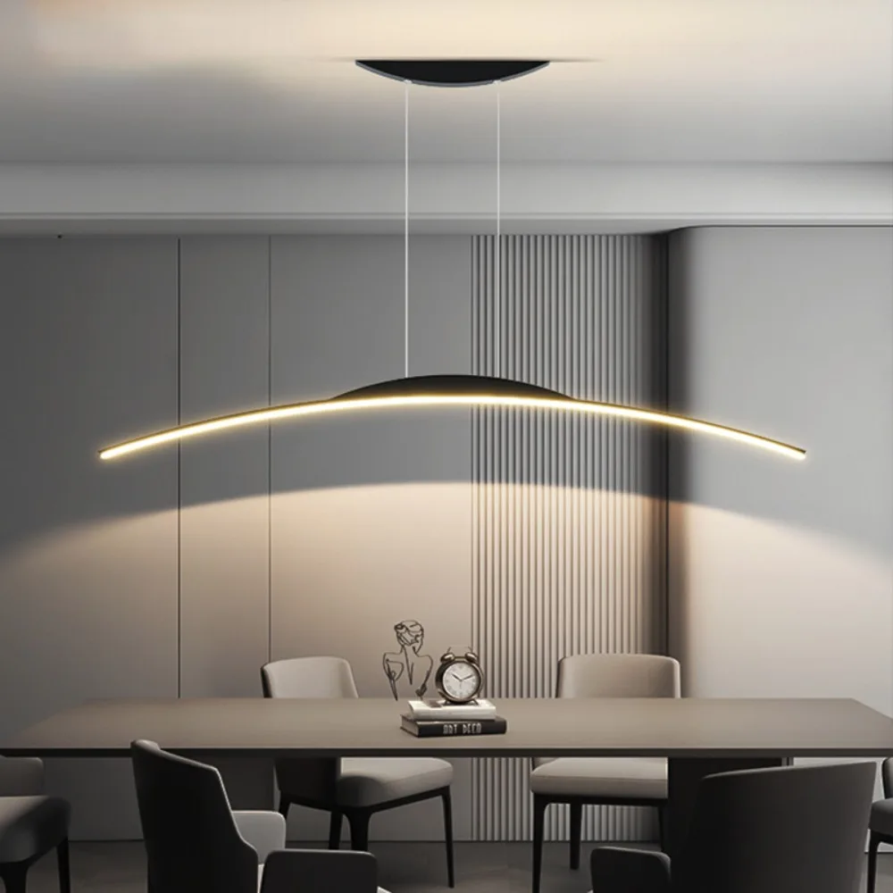 Modern LED Chandelier for Dining Room Kitchen Bar Living Bedroom Ceiling Pendant Lamp Black Simple Design Chandelier Light