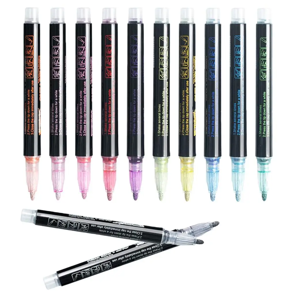 12pack Glitter Pens Drawing Fluorescent Marker Pens Diary Stationery