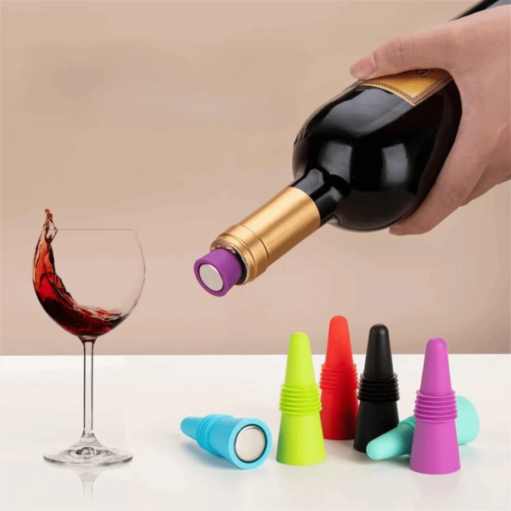 

2pcs Conical Silicone Wine Bottle Stopper Sealed Leak Proof Champagne Bottles Sealer Reusable Wine Cork Bar Accessories