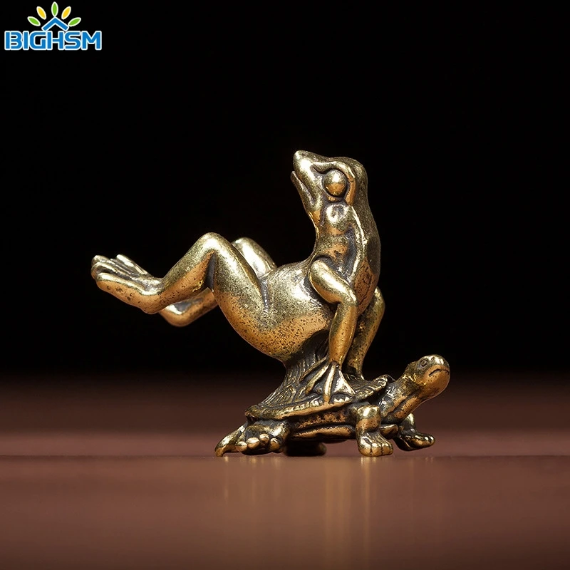 Tartaruga di rame piccoli ornamenti Retro ottone statua animale figurine portachiavi pendenti antico HomeDecor 1 pz