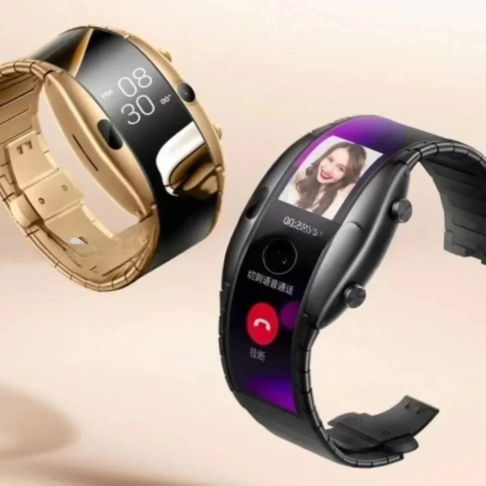 Flexible Display Smartwatch, Bluetooth, 4G, Internet, Mobile, Heart Rate Detection, GPS Positioning