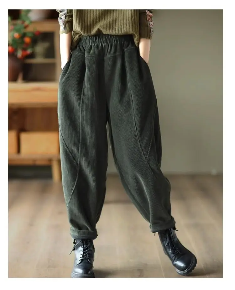 Chenille Velvet Thickened Versatile Casual Pants for Women Autumn Winter New Loose Spliced Harem Pants Female Solid Warm Trouser