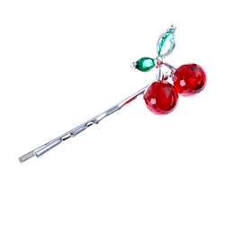 Elegant Crystal Cherry Hair Clips Barrettes Women Fashion Exquisite Gold Bee Hairpin Side Clip Sweet Headwear Hair Accessories