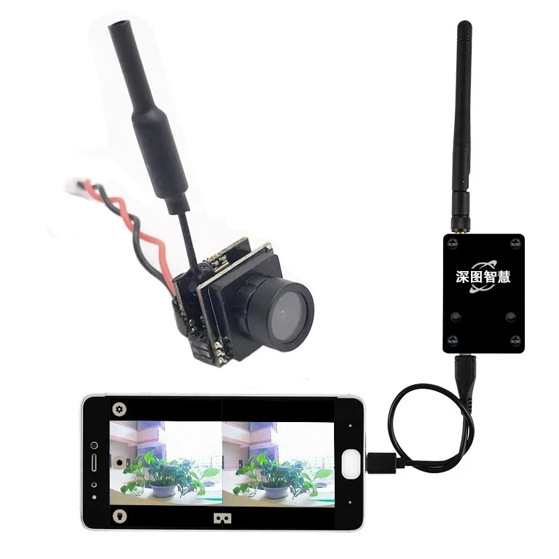 

mini 5.8G FPV 48CH 25mW transmitter VTX-CAM with 600TVL camera and Skydroid OTG UVC Receiver for Android Mobile Phone Tablet