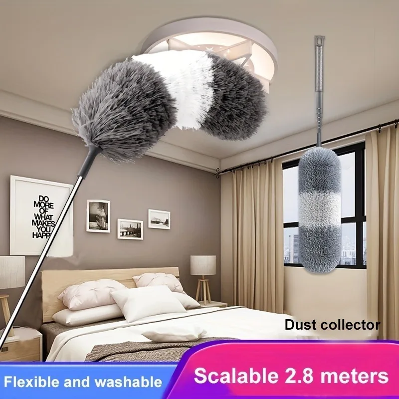 

1 pole+1 feather dusters Microfiber Feather Duster - An 110.23 Inch Extendable And Bendable Long Handle Dusters For Dust And Cob