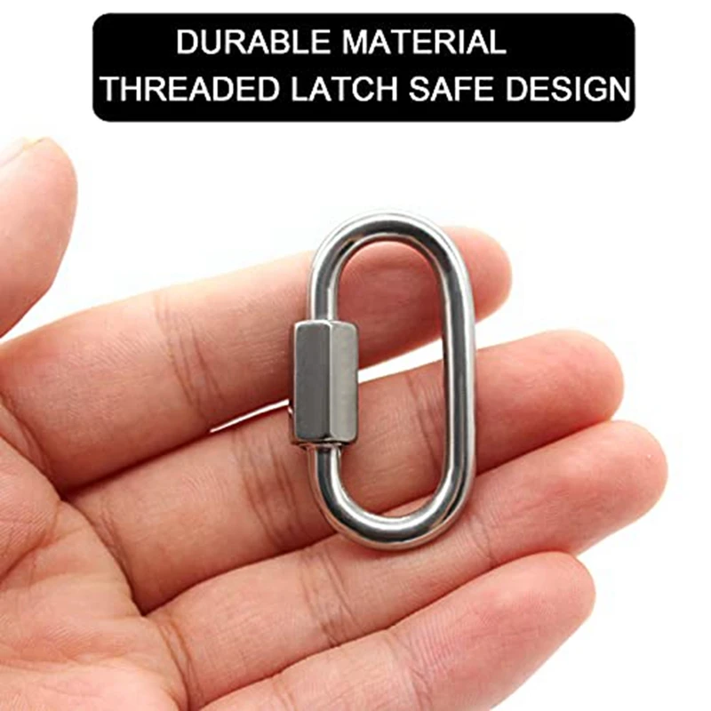 12 Pack Quick Link 5/32 Inch Heavy Duty Carabiner D Shape Chain Links For Camping Hiking Outdoor Equipment Locking