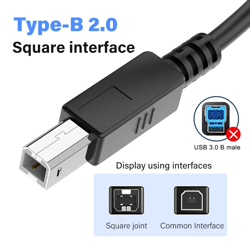 High Speed USB A to B Cable for Canon Brother Hp Epson Samsung Label Printer Electronic Piano Type B 2.0 50cm 2m 3m 5m Data Cord