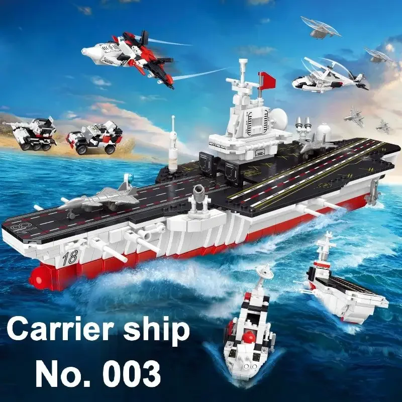 

Blocks Building Set MOC Fujian Liaoning Aircraft Carrier Ship Boat & Plane Base Toy Mini Diamond Blocks Gift Children