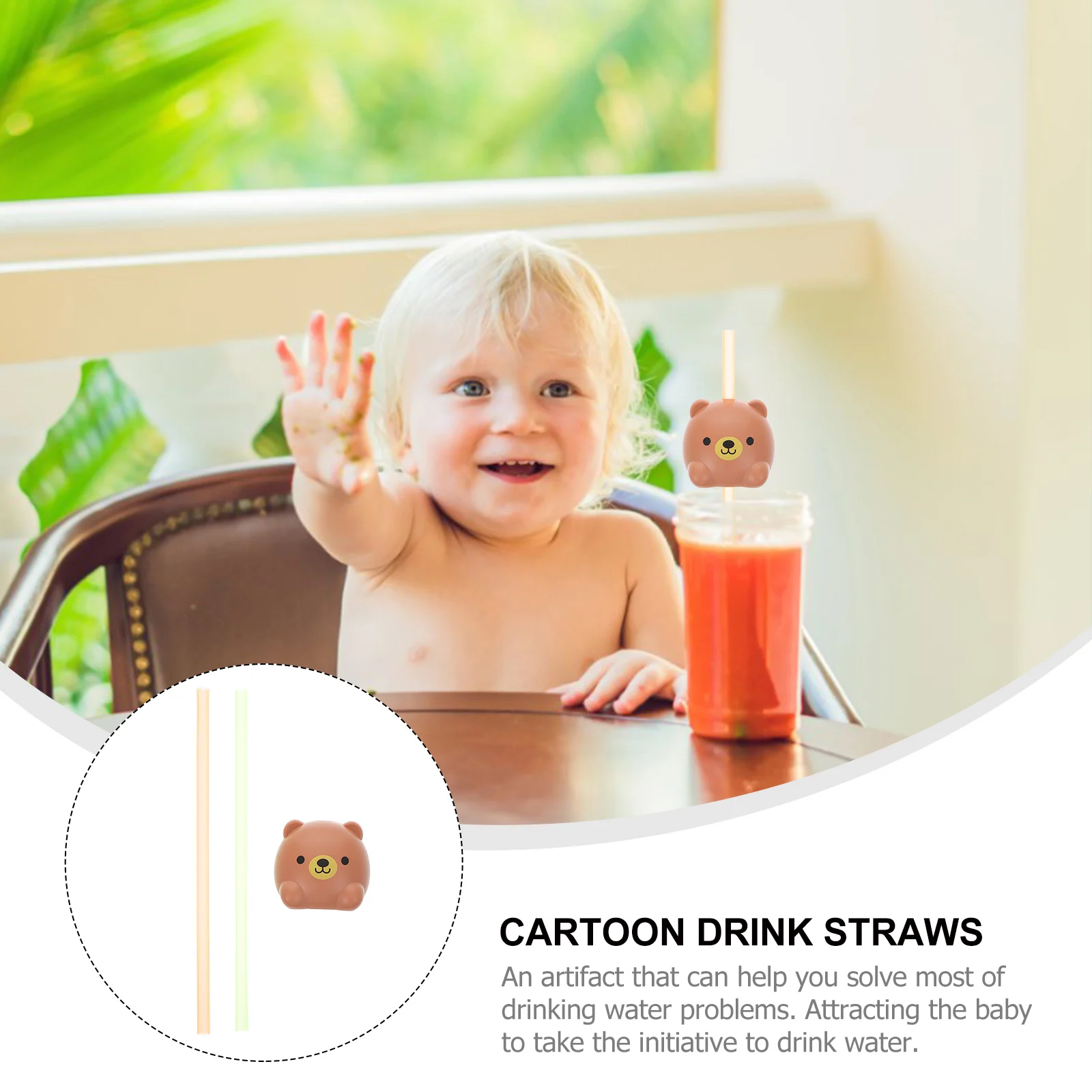 Giocattoli per animali domestici Altoparlante Cannuccia per animali Cartoon Bere Bevande Cannucce decorative marroni Bambino