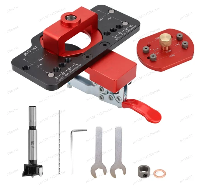 JL35-A2 Adjustable 35mm Hinge Hole Opener for Cabinet Doors, Woodworking Drilling Guide & Positioner