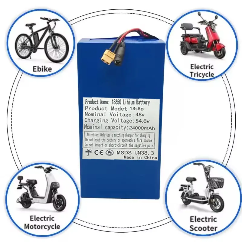 13S6P 48 فولت 24 أمبير 18650 بطارية ليثيوم 1000 واط عالية الأداء 54.6 فولت متكاملة 50 أمبير BMS لبطارية احتياطية لأداة الطاقة الخارجية