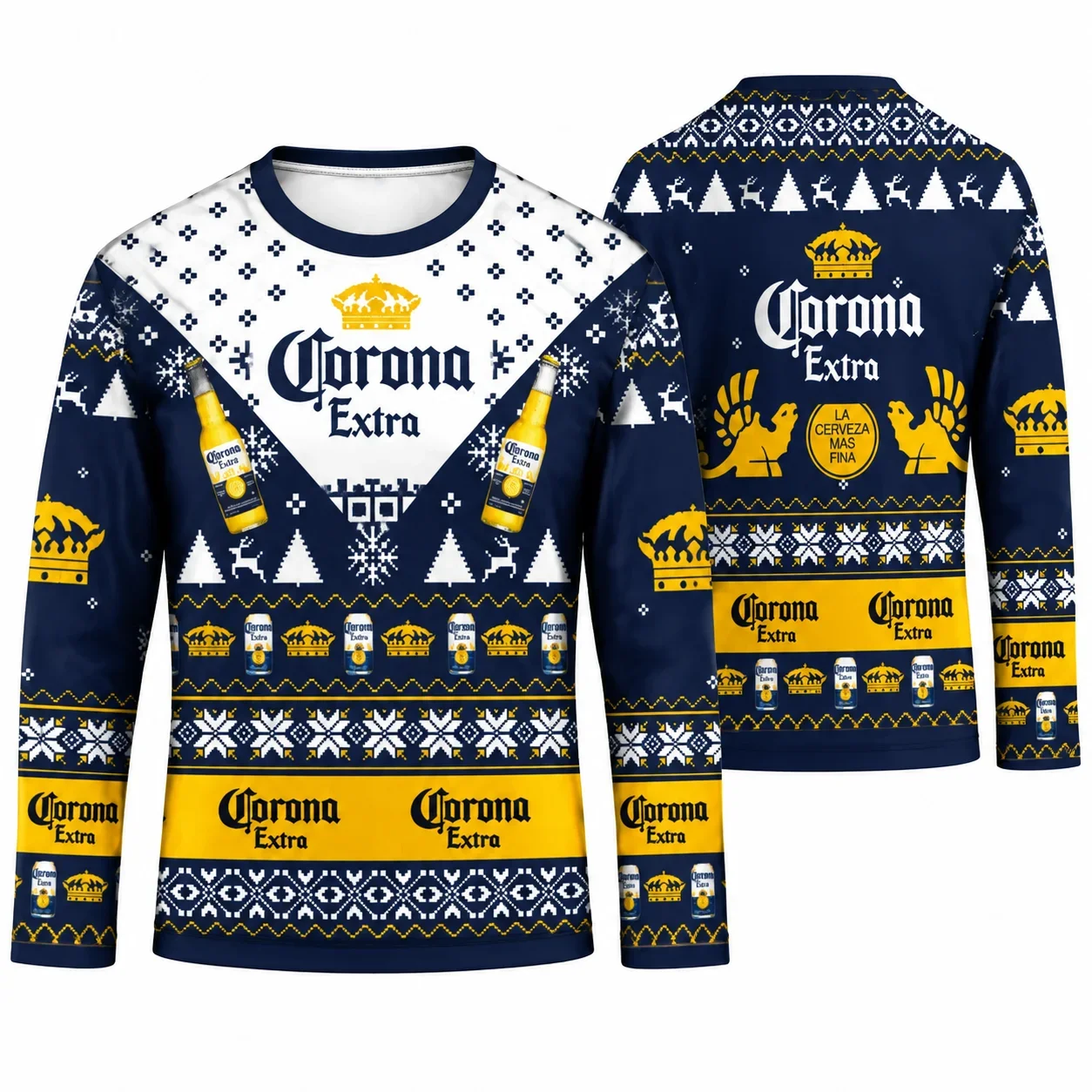2026 CORONA EXTRA Men's T-shirt for Holiday Party Ugly Christmas Long-Sleeved T-shirt 3D Printed Women's T-shirt Kawaii Clothes