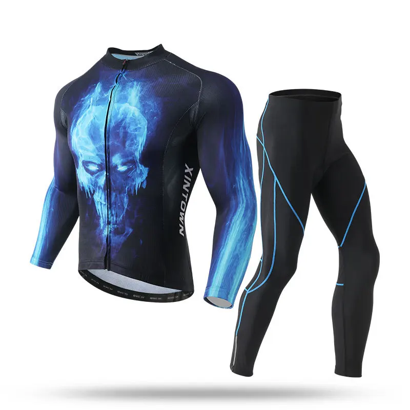 Cycling Autumn Clothes Uniforms Men Jumper Long Bib Set Jersey Man Leg Mtb Summer Sleeve Bike Maillot Automn Clothing Pants Road