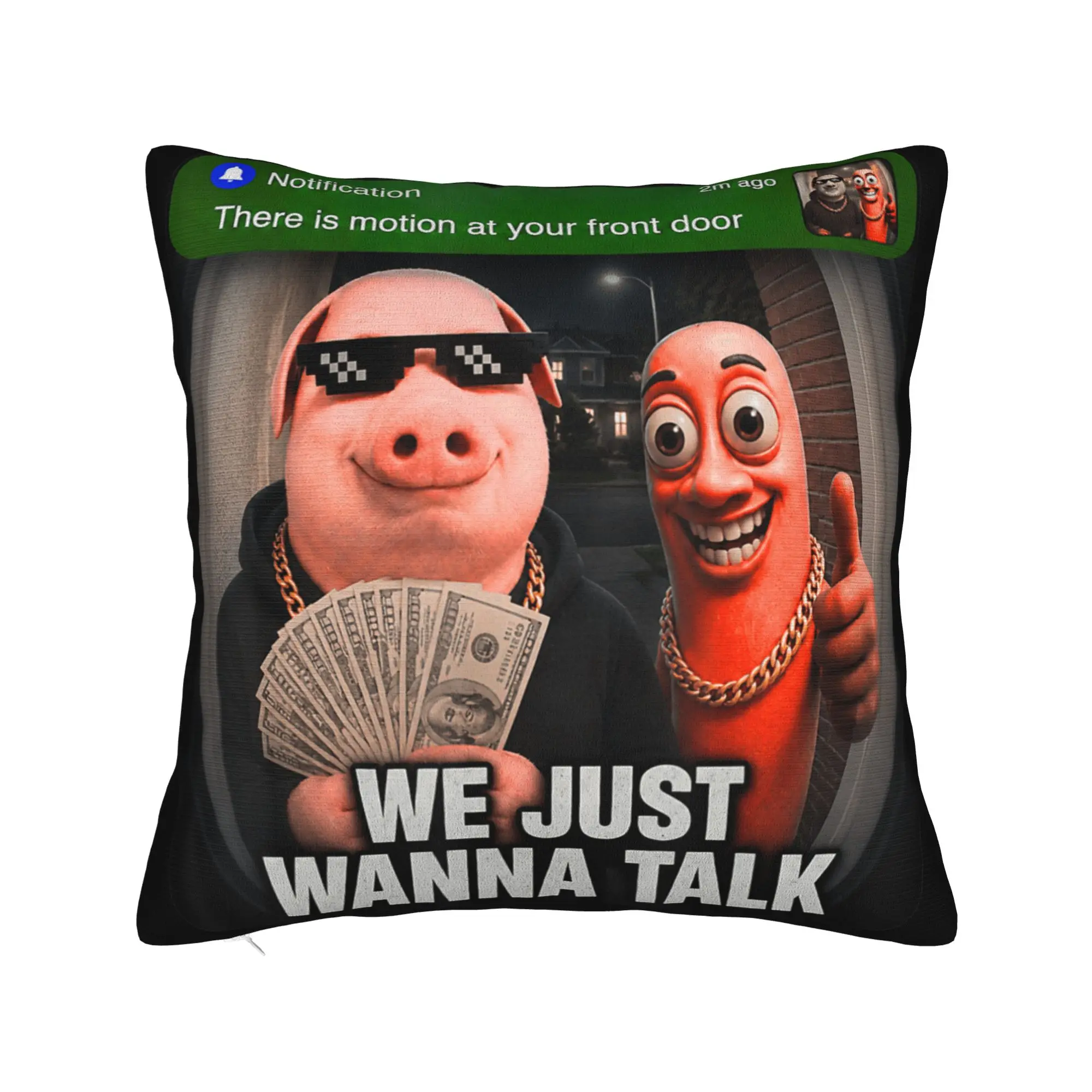 John Pork We Just Wanna Talk Funny Meme Pillow Case  Print Pillow Cover Vintage Pillowcases For Sofa Couch Bed Living Room