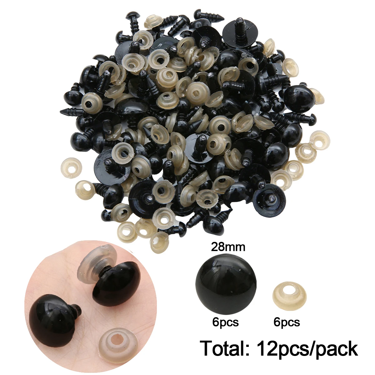 12-460 stuks 5-30mm Zwarte Plastic Veiligheidsogen Multi-Size Geschikt voor DIY Haakwerk Dierenogen Ambachtelijke Decoratie Accessoires