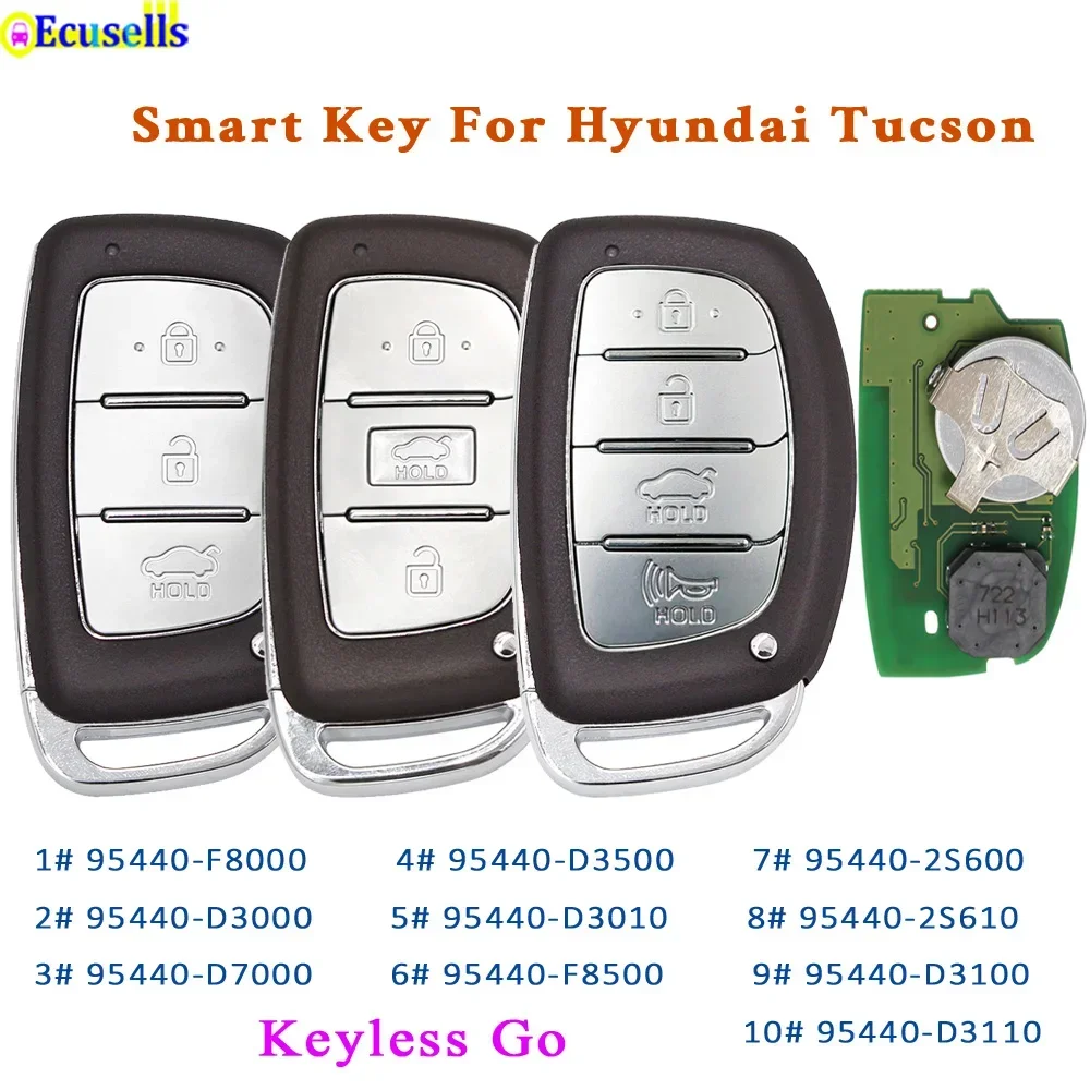 3/4 Button Smart Remote Car Key for Hyundai Tucson 95440-D3000 95440-D7010 95440-D3500 D7000 D3500 D3010 D3110 2S610 D3100 F8000