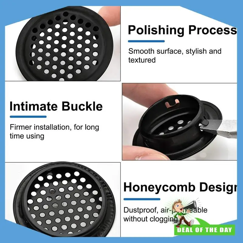 

24-Hour Delivery Air Vent Louver, 200Pcs 35Mm Stainless Steel Round Mesh Hole Circular Soffit Vent For Wardrobe Drawer Bookcase