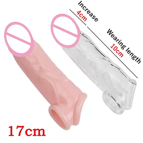 FXINBA 17cm Elastic Condom Reusable Peniss Extender Sleeve Delay Ejaculation sexx Toys For Men Peniss Enlargement Sleeve