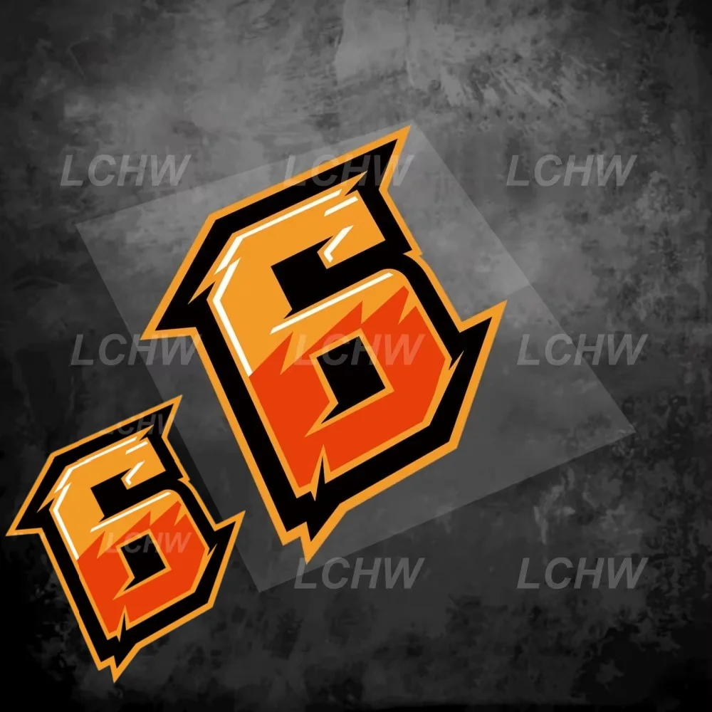 2Pcs Gradient Flame 0-9 Racing Number Stickers in 2 Sizes(Large & Small)