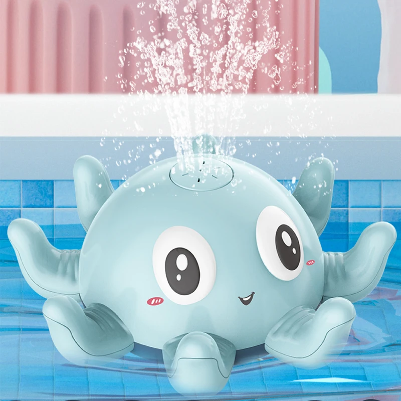 Baby Octopus Water Spray Toy LED Light Floating Bath & Pool Toy Baby Shower Fun Spray Water and Light Up Bathtub Toys For Kids