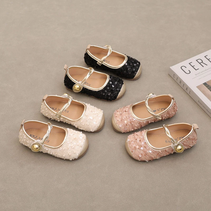 Bright Shiny Decorative Girl Mary Jane Shoes Spring and Autumn Fashion Gentle Korean Children's Shallow Comfortable Flat Shoes.