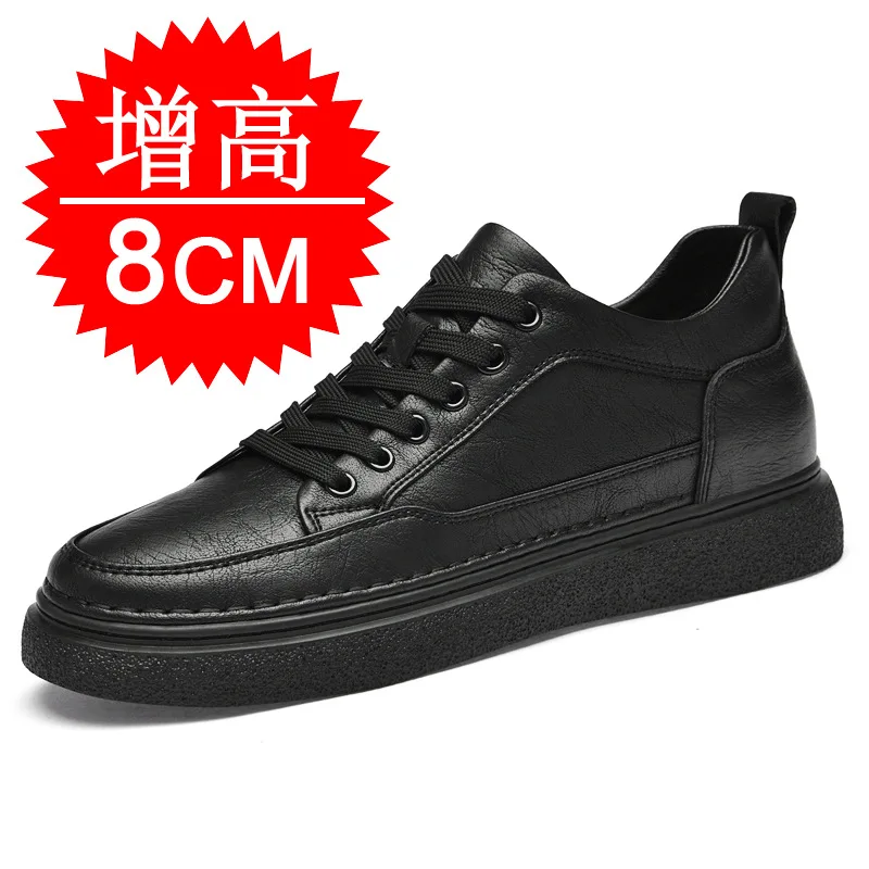 

Genuine Leather Men Elevator Shoes Man Sports Casual Board Shoes Platform Men 4 6 8CM Hidden Inner Heightening Shoes