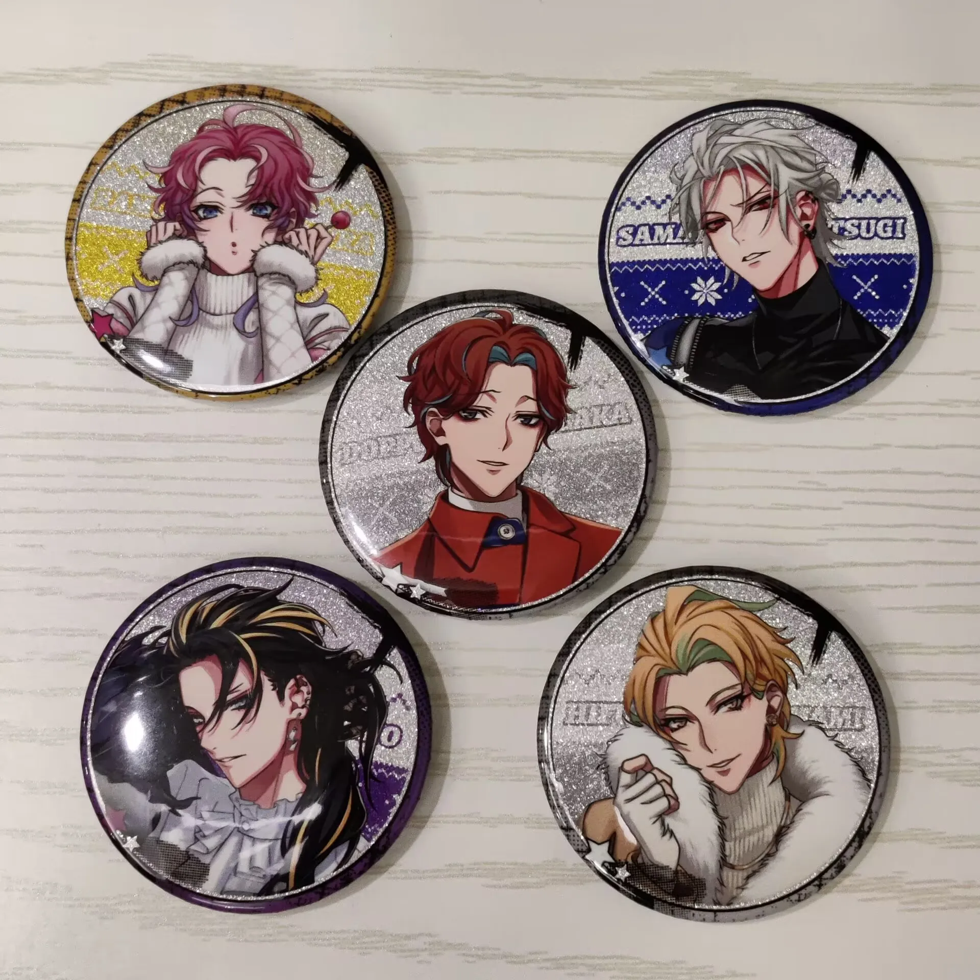 Hypnosis Microphone Anime Figures Dice Arisugawa Aimono Jūshi Metal Badge Character Doppo Kannonzaka Decor Pins Toy Xmas Gift