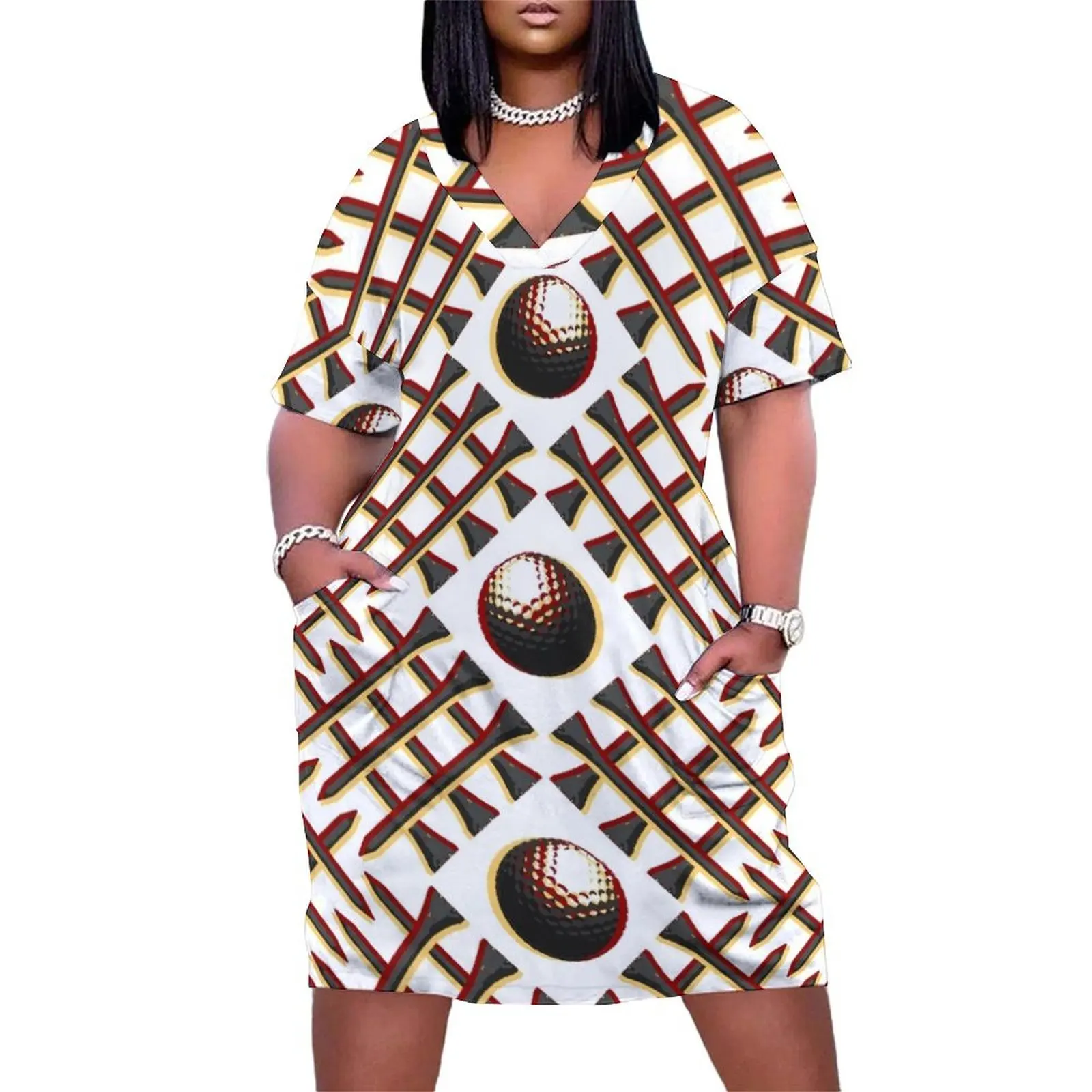 

Garnet and Gold Golf Loose Pocket Dress dress summer 2025 women Dress woman