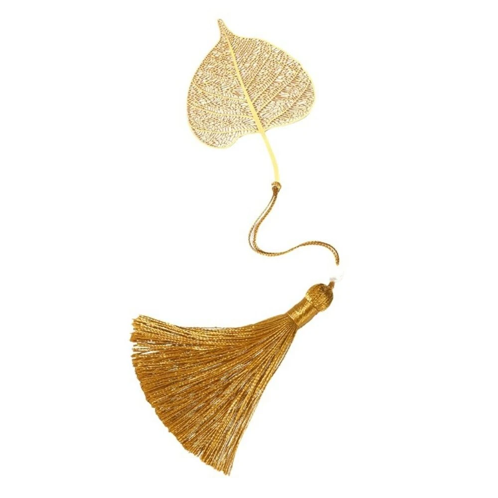 

Tassels Hollowed Out Bookmark Leaf Vein Chinese Style Metal Bookmark Book Accessory Lotus Flower Book Clip Student Stationery
